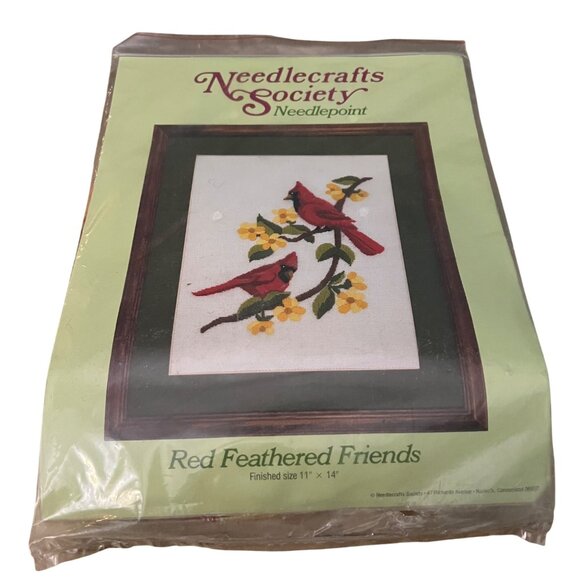 Needlecrafts Society Needlepoint Kit Red Feathered Friends 11" x 14" Finished Si - Picture 1 of 4